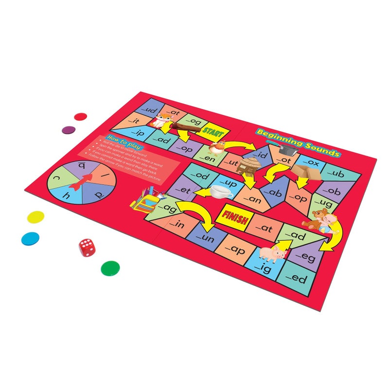 Junior Learning Phonics Board Games Set, 6 Counters, Ages 4-5, Language Skills, Pre K-K, Medium - Image 2